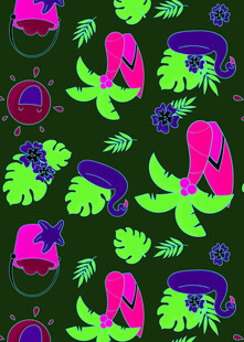 多彩花卉字母图案设计