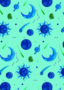 蓝色病毒图案水彩背景图