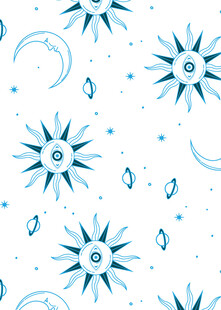 蓝白太阳月亮星星图案