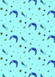 浅蓝色星空月亮图案背景