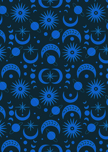 蓝色日月星几何图案背景