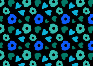 蓝绿花卉图案背景纹理