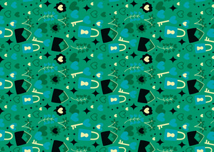 绿色卡通鱼无缝图案背景