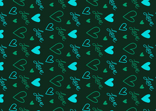 蓝绿爱心图案背景