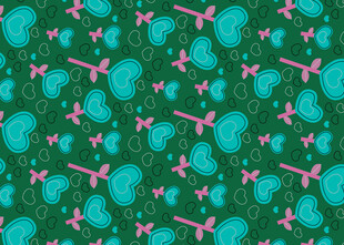 绿色底多彩图案无缝背景