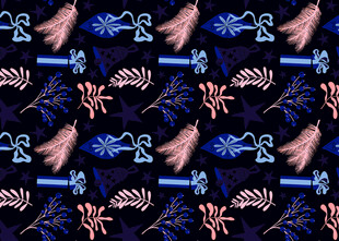 复古花卉羽毛图案设计