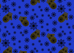 蓝色背景雪花脚印图案