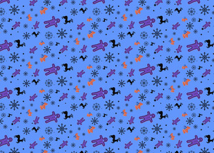 蓝色底多彩图案无缝纹理