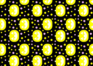 黄色圆形图案黑色背景纹理