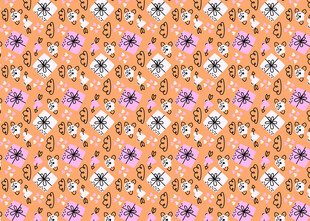 橙色花卉图案背景纹理