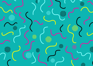 多彩波浪圆点几何图案背景