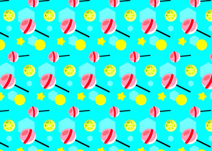 蓝底水果图案无缝背景