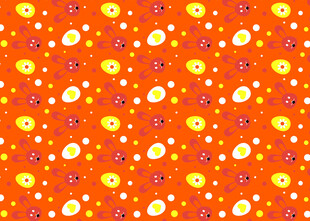 橙色花卉圆点图案背景