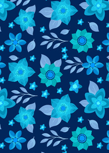 蓝色花卉图案背景