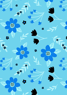 蓝色花卉图案背景纹理
