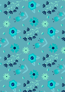 蓝绿花卉图案背景