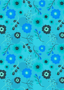 蓝底花卉图案纹理背景