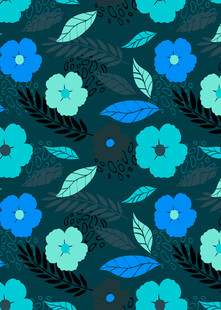 蓝色花卉图案背景设计