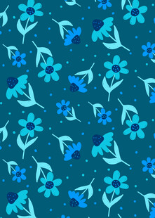 蓝绿色调花卉图案背景