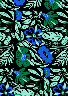 蓝绿花卉图案背景纹理