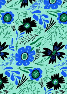 蓝绿花卉图案背景