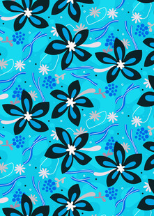 蓝色花卉图案背景纹理