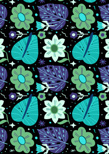 多彩花卉图案布料纹理