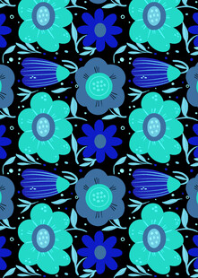 蓝绿花卉图案纹理设计