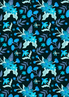 蓝调花卉几何图案纹理