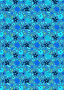 蓝色花卉图案背景纹理