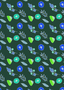 蓝绿花卉图案背景设计