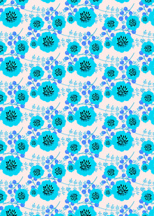 蓝白花卉图案纹理背景