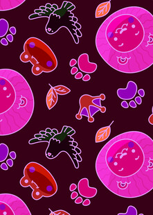 梦幻卡通风彩色图案背景