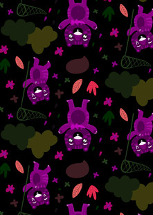 紫色兔子卡通图案背景
