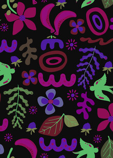 多彩花卉藤蔓图案背景