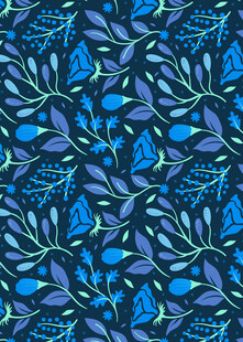 蓝紫色植物花卉无缝图案