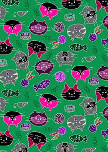 绿色底多彩卡通图案纹理