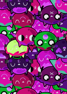 多彩卡通鬼脸图案集合