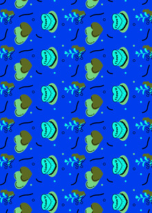 蓝色海洋风鱼群图案背景