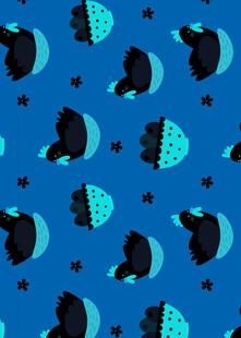 蓝色动物仙人掌图案背景