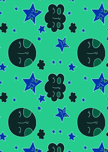 绿色底星球星星图案背景