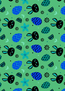 绿色背景可爱海兔图案