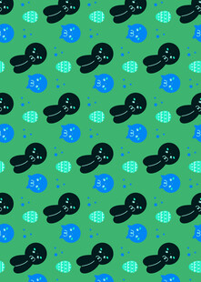 绿色底可爱动物图案背景