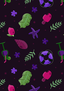 梦幻星空海洋生物图案