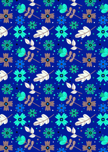 蓝底多彩几何图案花纹