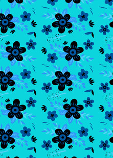 蓝底黑花图案背景