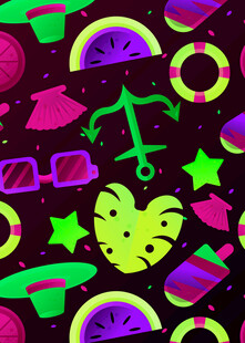 夏日缤纷度假元素图案