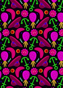 多彩花卉几何图案背景