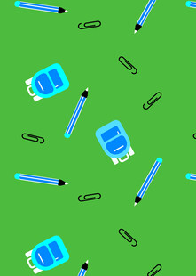 绿色背景的文具图案