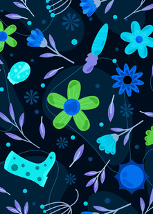 梦幻蓝紫花卉植物图案